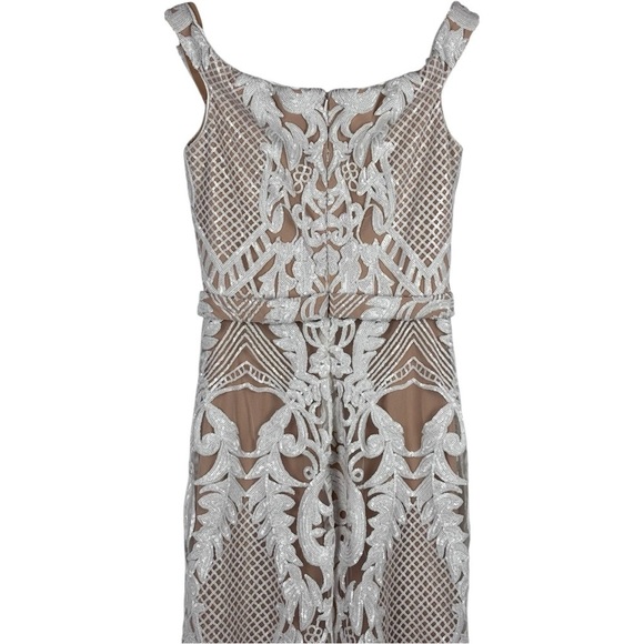 JOVANI 64277 OFF WHITE SEQUIN DECO SWEETHEART FITTED TRUMPET EVENING GOWN DRESS - Picture 8 of 15